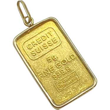 Gold Bar Pamp Bullion Charm 14K Gold, Credit Suiss