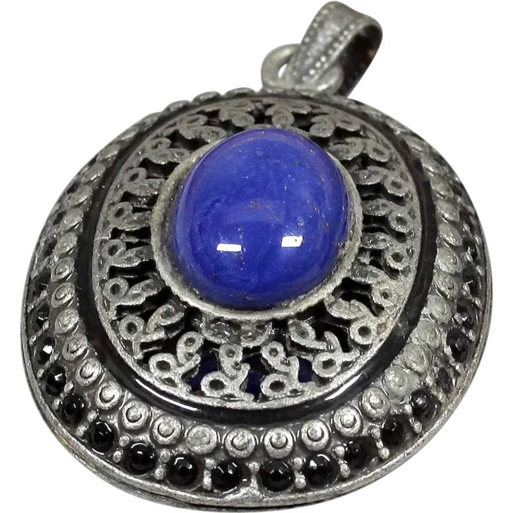 Old oval pendant Silver rattle India big pendant … - image 1