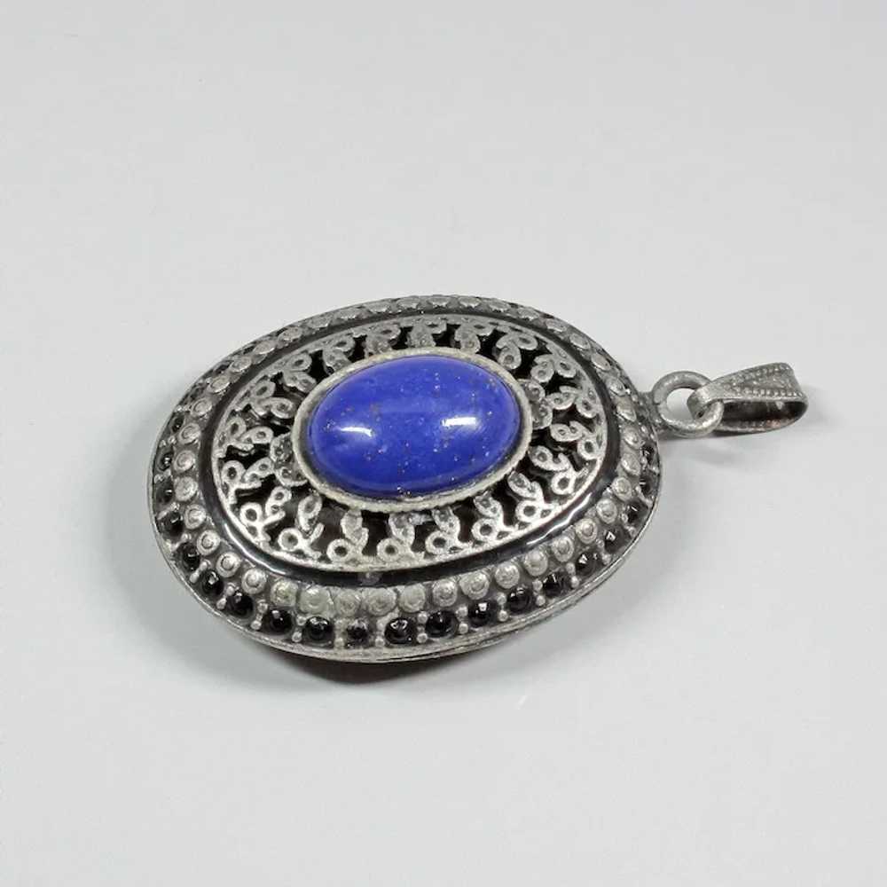 Old oval pendant Silver rattle India big pendant … - image 3