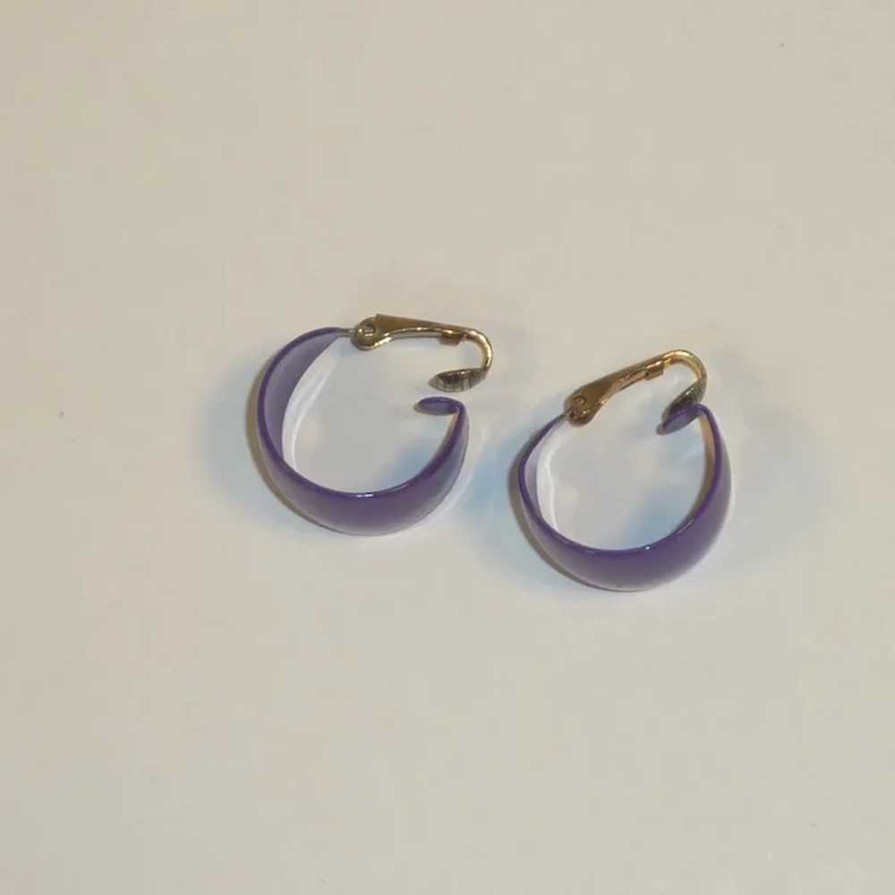 Small Bright Purple Cuff Clip On Earrings - image 2