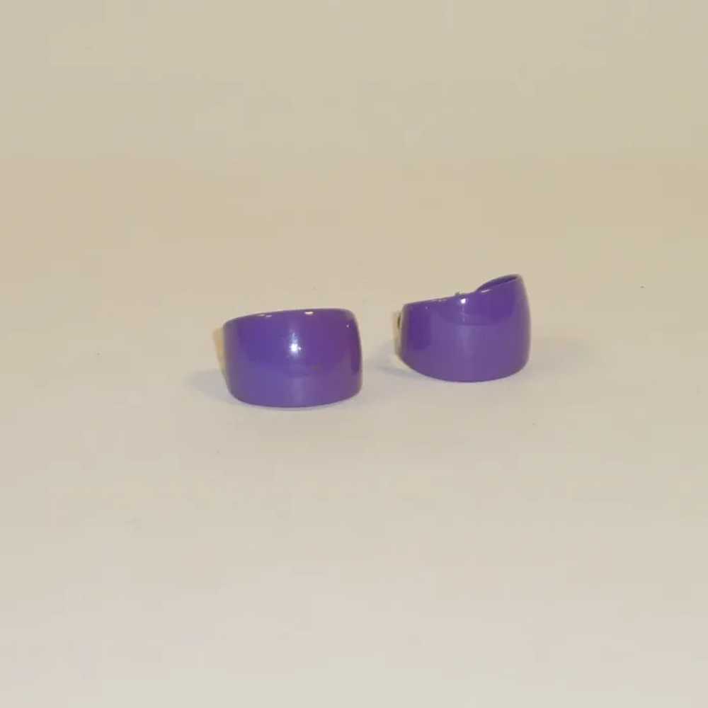 Small Bright Purple Cuff Clip On Earrings - image 3