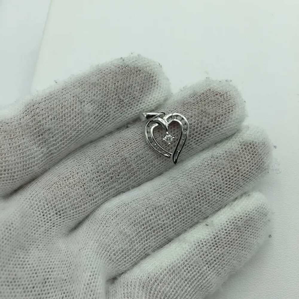 10K White Gold .25ctw Diamond Heart Pendant - image 3
