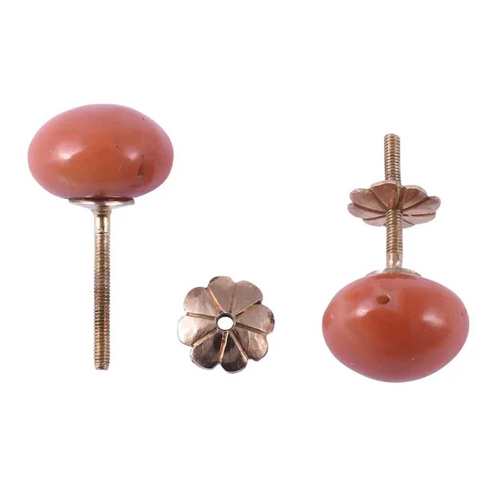 Salmon Coral Stud Earrings - image 2