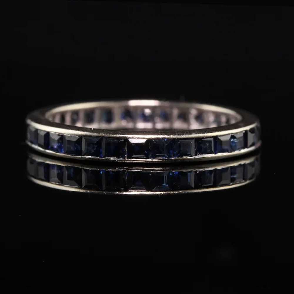 Vintage Estate 14K White Gold Square Cut Sapphire… - image 3