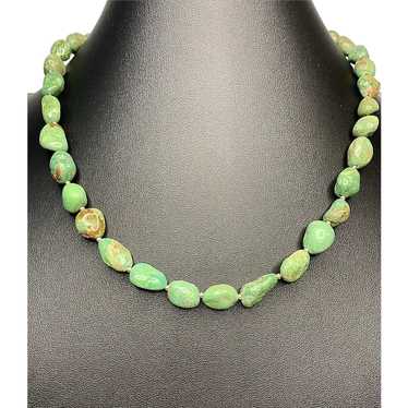Genuine Green Turquoise and 14k Gold Necklace