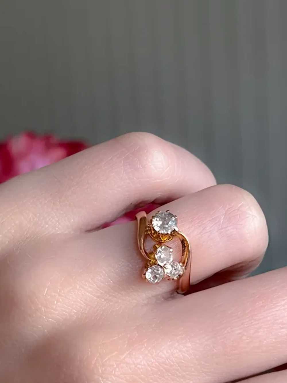 Antique 18K Rose Gold & Diamond Ring - image 6