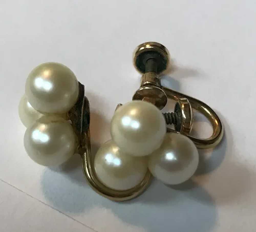 Vintage 12K GF Screw Back Cultured Pearl Earrings - image 2