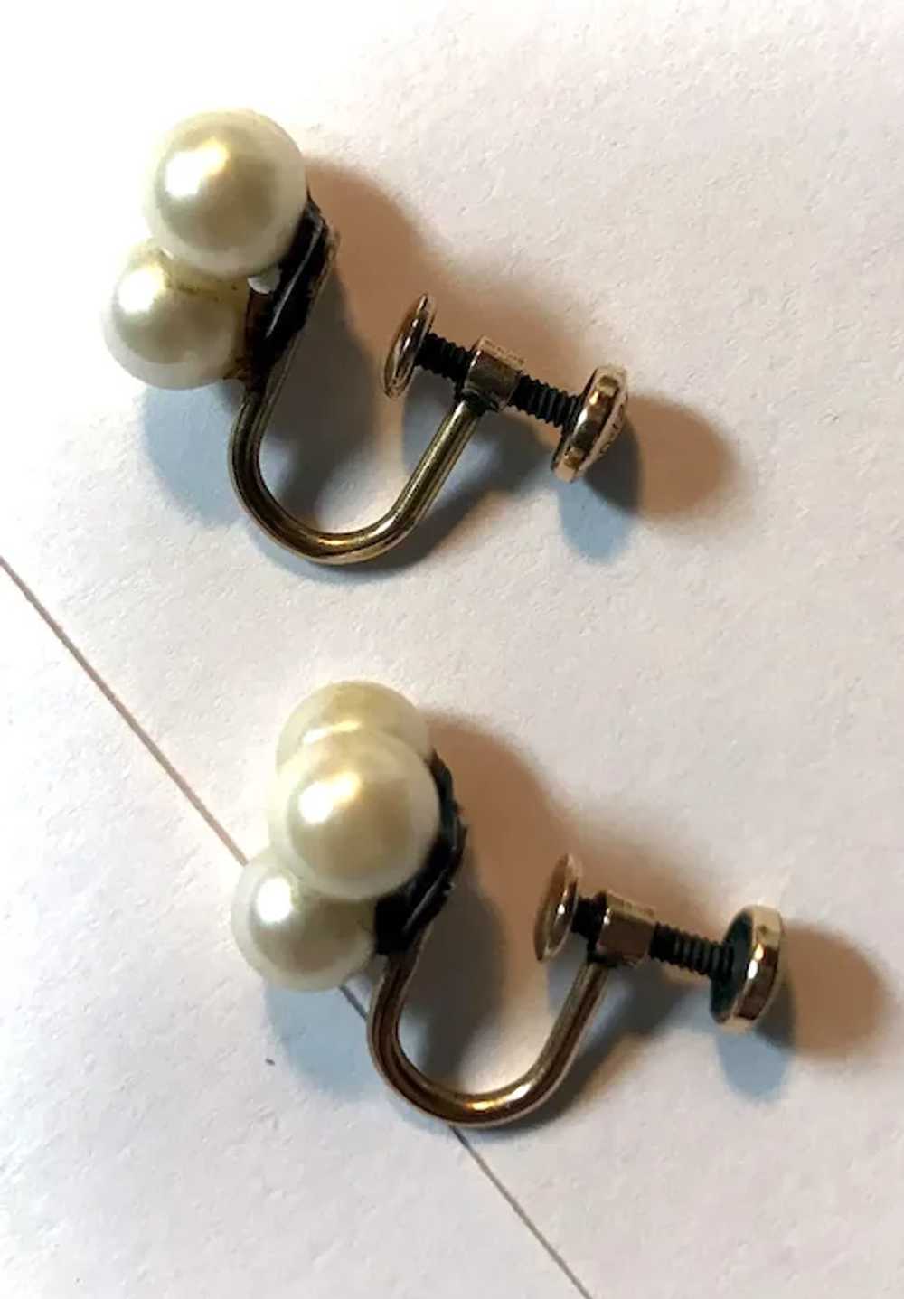 Vintage 12K GF Screw Back Cultured Pearl Earrings - image 3