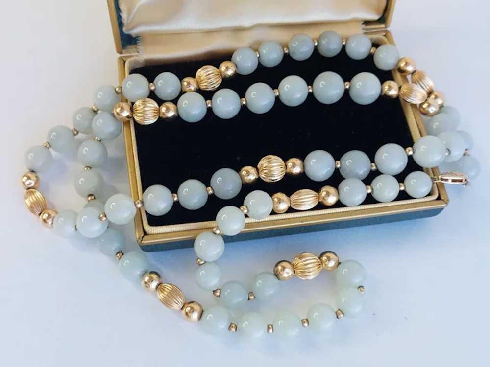 Mid-Century 14K Gold Graduated Natural Light Gree… - image 2