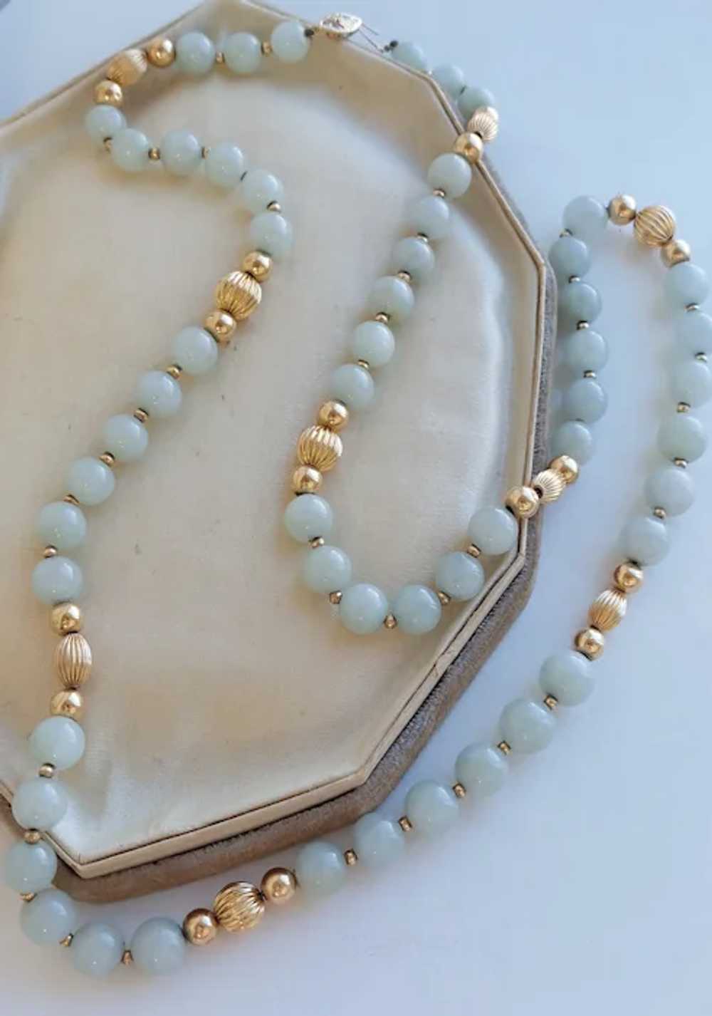 Mid-Century 14K Gold Graduated Natural Light Gree… - image 7