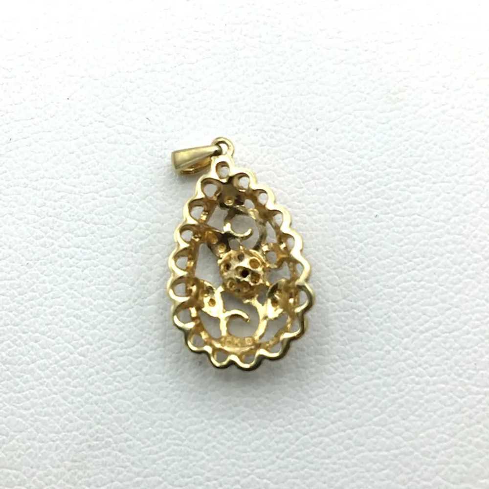 10K .07ctw Floral Diamond Pendant - image 2