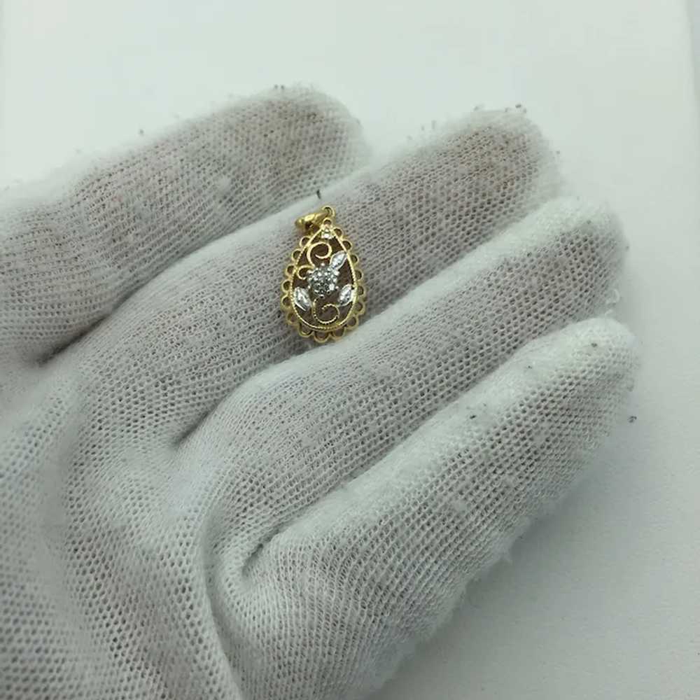 10K .07ctw Floral Diamond Pendant - image 3