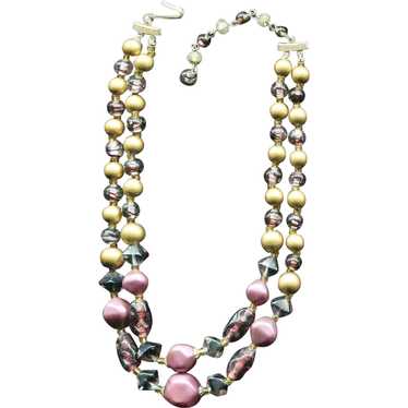 Japan Double Strand Brown Beads Necklace - image 1