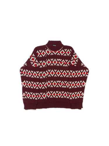 Raf Simons Red and Brown Oversized Striped Mockne… - image 1