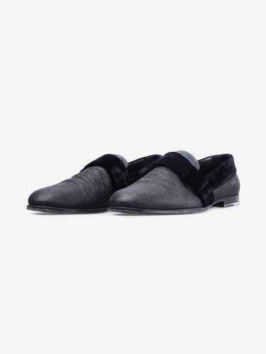 Jimmy Choo Black Glitter Velour Loafers