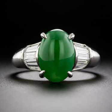 Fine Natural Green Jade and Diamond Ring - GIA - image 1