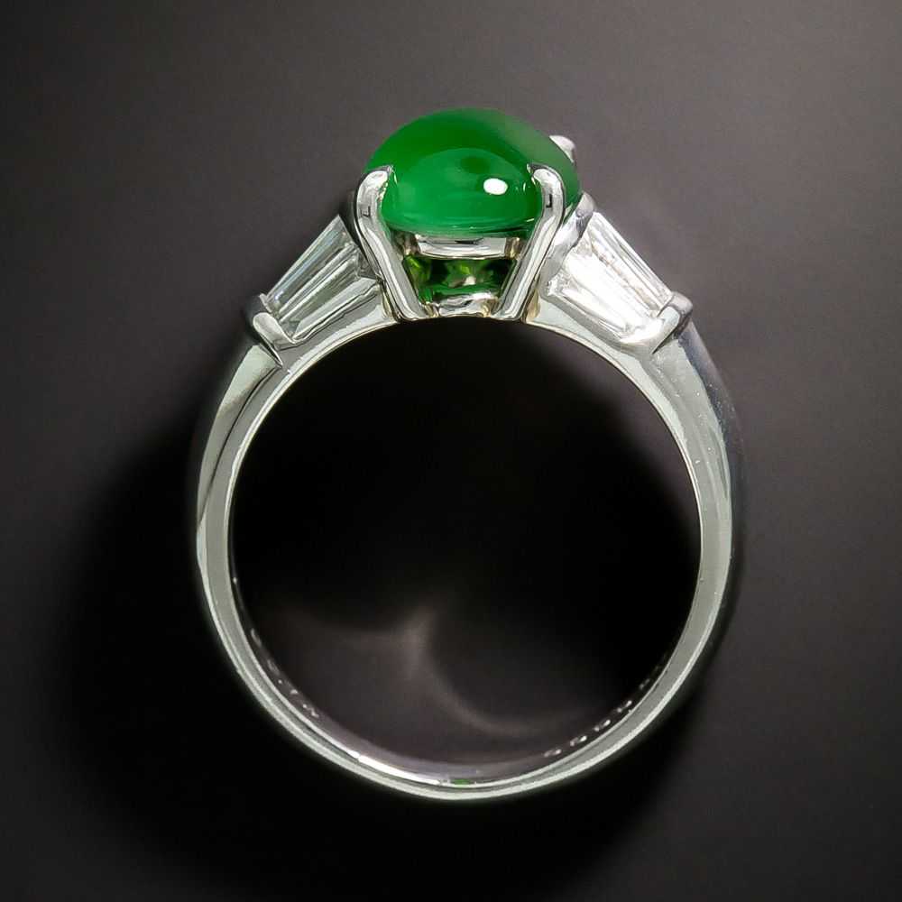 Fine Natural Green Jade and Diamond Ring - GIA - image 3