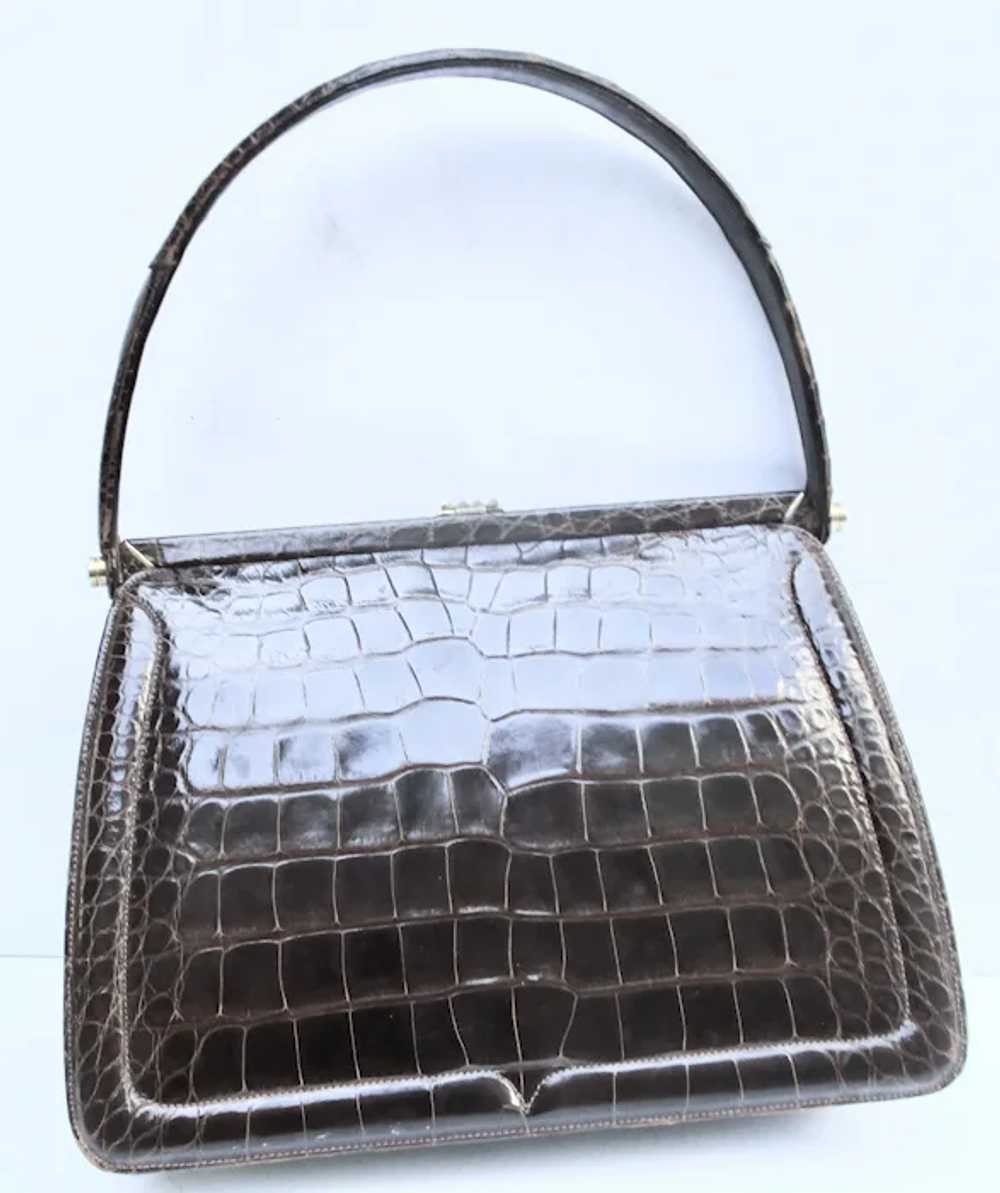 Lucille De Paris Alligator Handbag circa 1950 - image 2