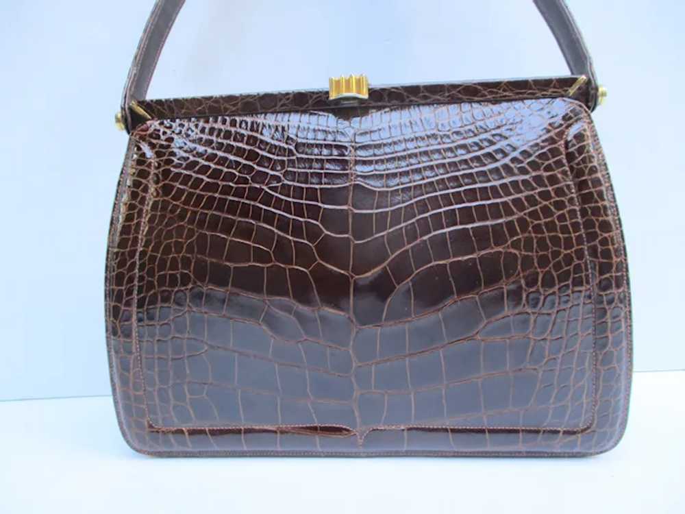 Lucille De Paris Alligator Handbag circa 1950 - image 3