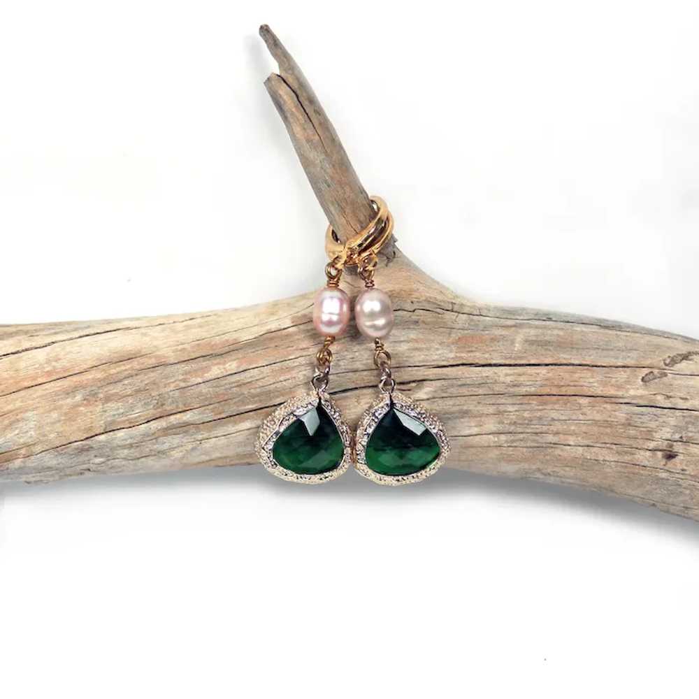Genuine pink pearl czech glass earrings Gold fill… - image 3