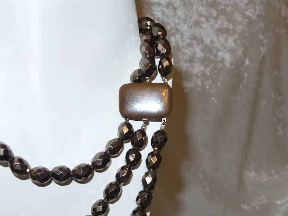 Vintage Three Strand Necklace of Faux Gold Pyrite - image 2