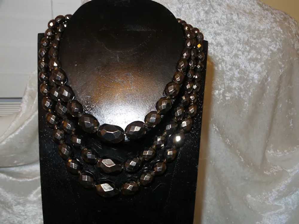 Vintage Three Strand Necklace of Faux Gold Pyrite - image 7