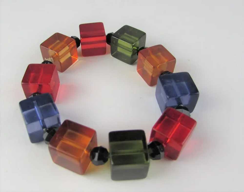 Lucite Cube and Bead Stretch Bracelet - image 10