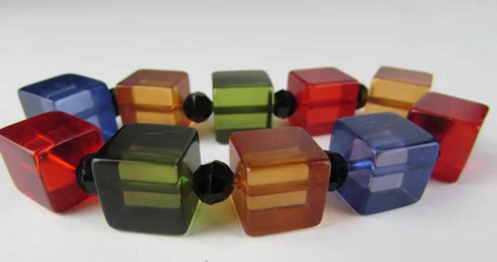 Lucite Cube and Bead Stretch Bracelet - image 11