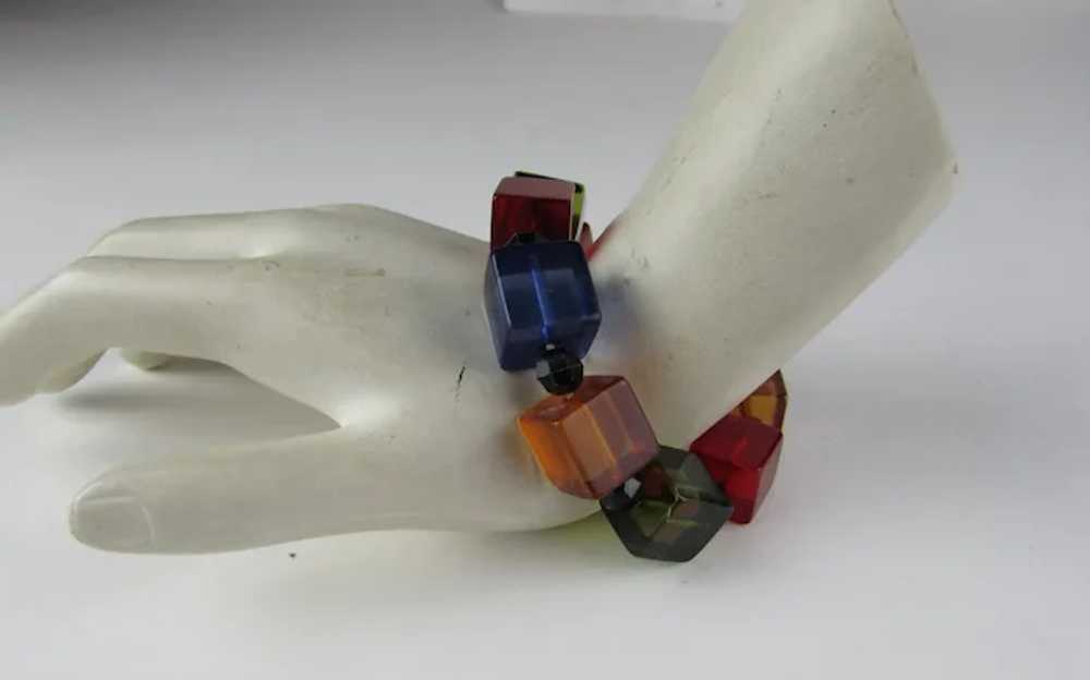 Lucite Cube and Bead Stretch Bracelet - image 3