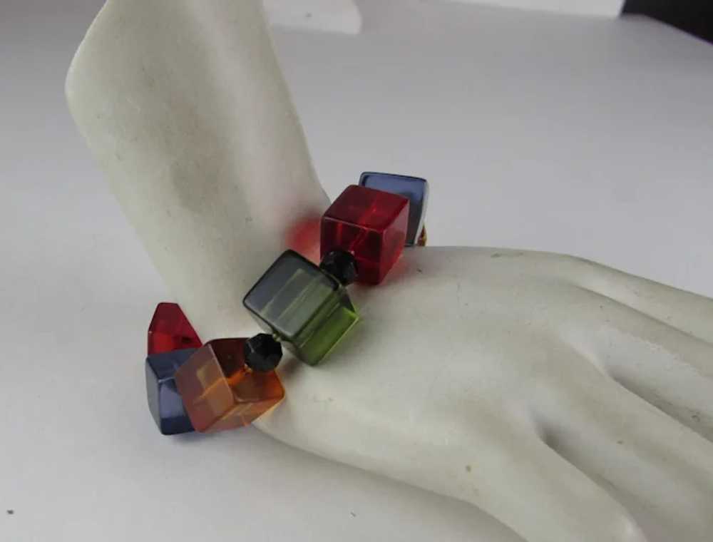 Lucite Cube and Bead Stretch Bracelet - image 4