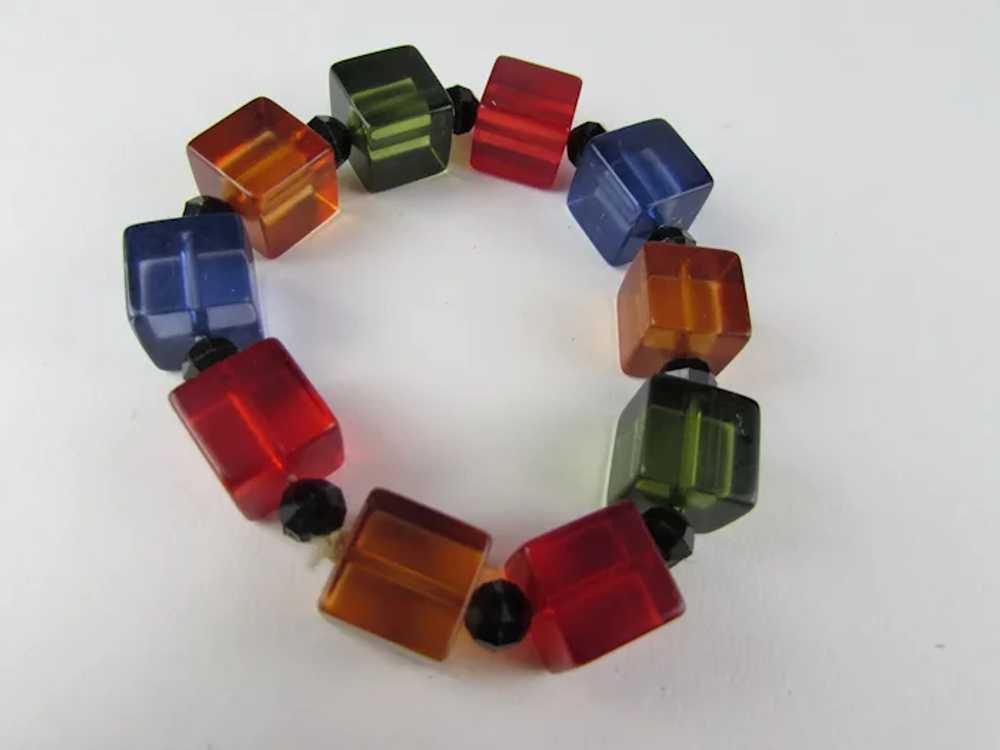 Lucite Cube and Bead Stretch Bracelet - image 6