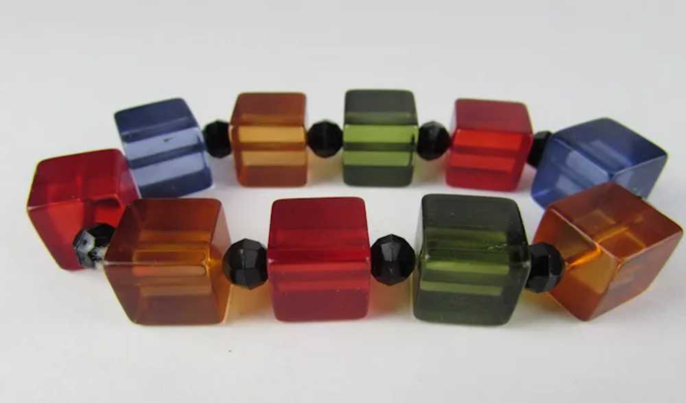 Lucite Cube and Bead Stretch Bracelet - image 7