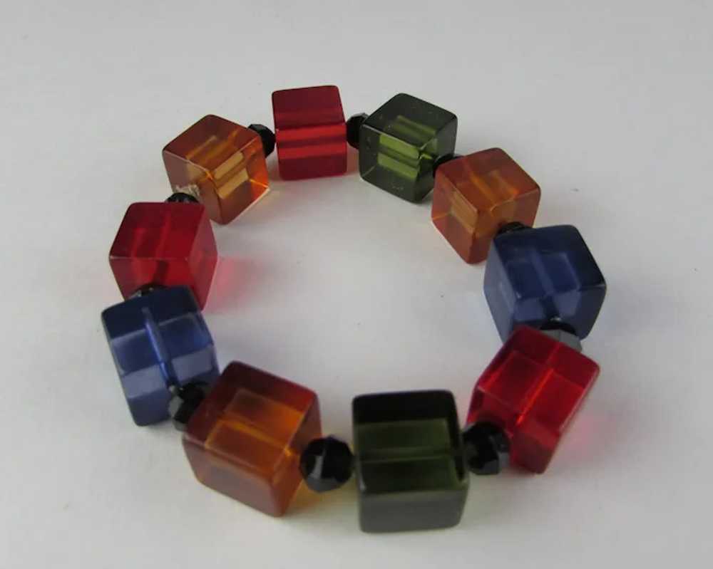 Lucite Cube and Bead Stretch Bracelet - image 8