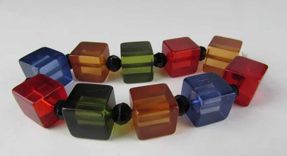 Lucite Cube and Bead Stretch Bracelet - image 9