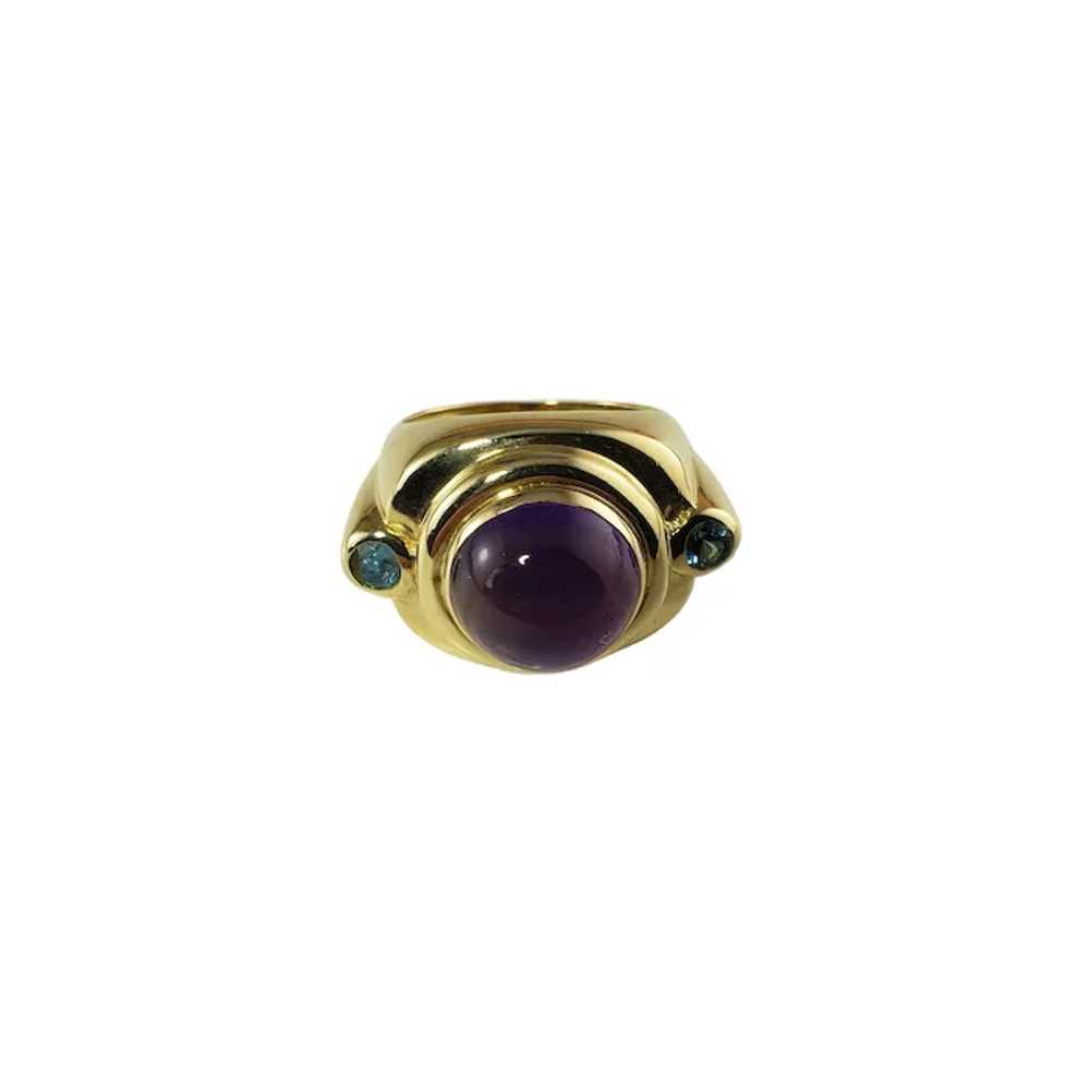 Vintage 14 Karat Yellow Gold Amethyst and Blue To… - image 2
