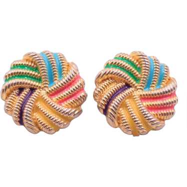 Earrings Gay Boyer Enamel Rope Twist