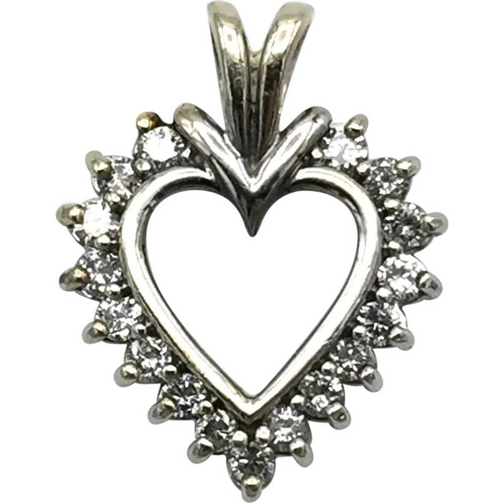 10K White Gold .25ctw Diamond Heart Pendant - image 1