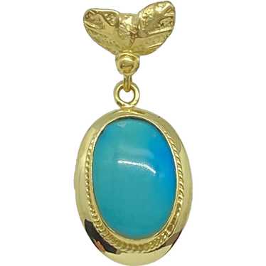 South-West Pendant 14K Gold and Turquoise, Handcra