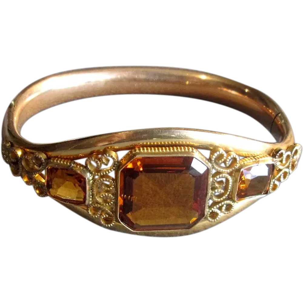 Edwardian Gold-Filled Bangle Bracelet with Faux T… - image 1