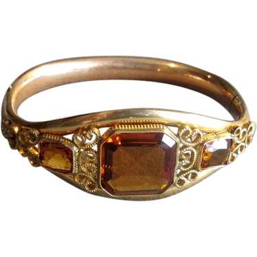 Edwardian Gold-Filled Bangle Bracelet with Faux T… - image 1