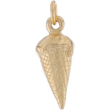 Yellow Gold Ice Cream Cone Charm - 14k Cold Desse… - image 1