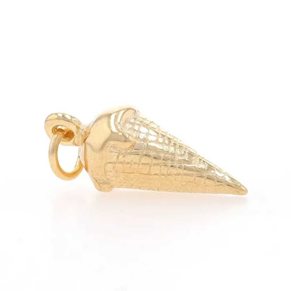 Yellow Gold Ice Cream Cone Charm - 14k Cold Desse… - image 2