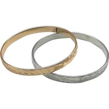 SET OF 2 Goldtone and Silvertone Bangle Bracelets - image 1