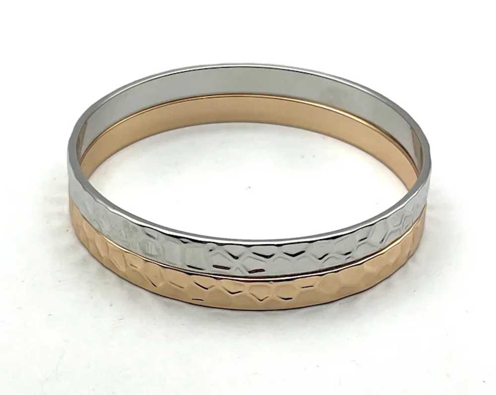 SET OF 2 Goldtone and Silvertone Bangle Bracelets - image 2