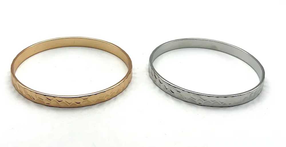 SET OF 2 Goldtone and Silvertone Bangle Bracelets - image 3