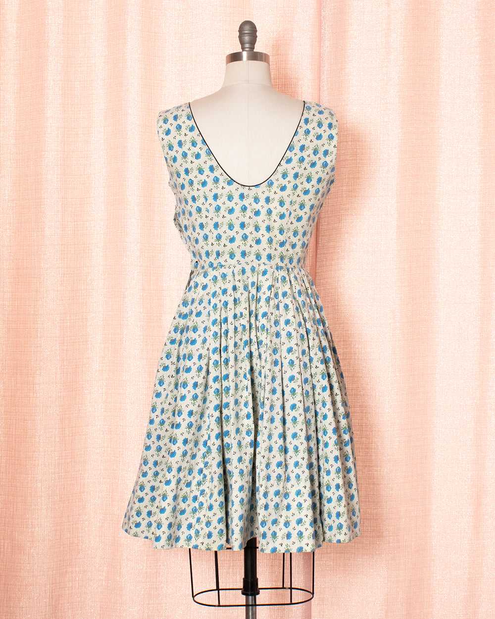 [AS-IS] 1950s JERRY GILDEN Blue Rose Sundress | s… - image 4