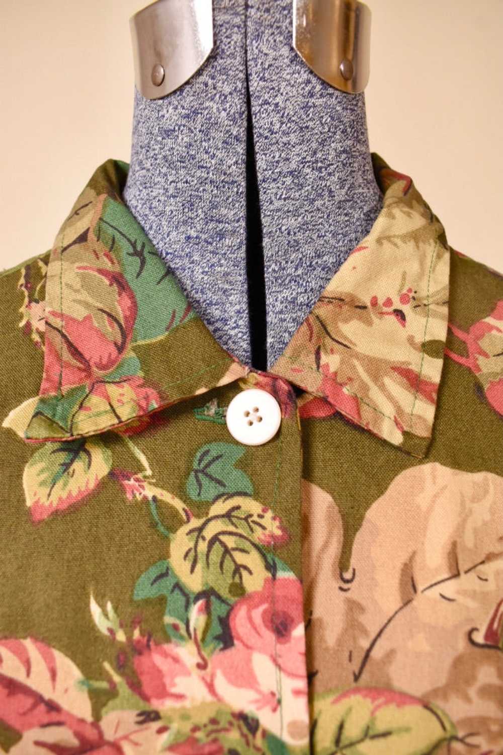 NH-Made Olive Botanical Print Cotton-Blend Jacket… - image 4