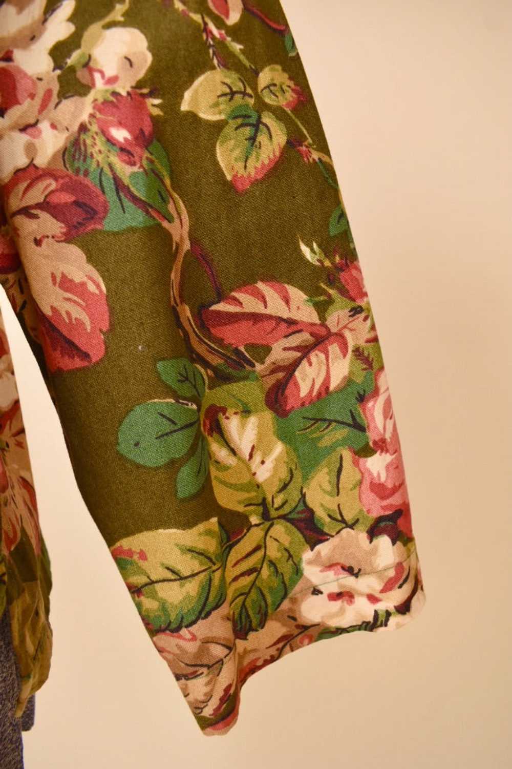 NH-Made Olive Botanical Print Cotton-Blend Jacket… - image 6