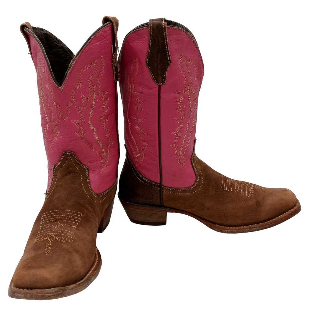 Vintage Pink Tan Cowboy Boots Womens Size 8.5 Cow… - image 11