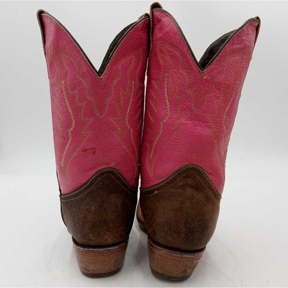 Vintage Pink Tan Cowboy Boots Womens Size 8.5 Cow… - image 3
